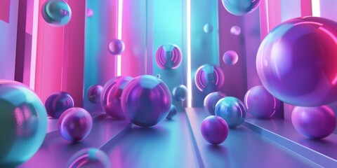 A room full of colorful spheres - stock background.