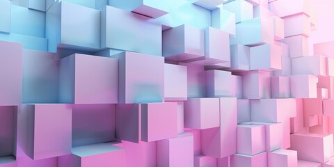 A wall of white cubes with a pinkish hue - stock background.