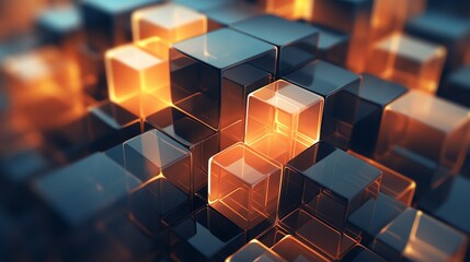 Orange and black geometric background design 4k ultra Hd 3d rendering of colorful abstract design with blender blur - obrazy, fototapety, plakaty