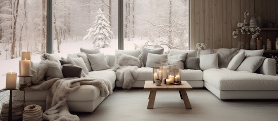 Scandinavian-styled Living Room Decor for Winter Festivities