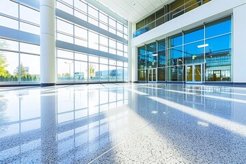 Sparkling Marble Floor in Modern Commercial Lobby | Clean &amp, Shiny Tiles for Office and Hall Interior: 