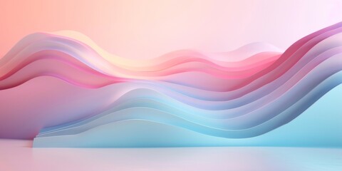 A colorful wave of paper is displayed on a white background - stock background.