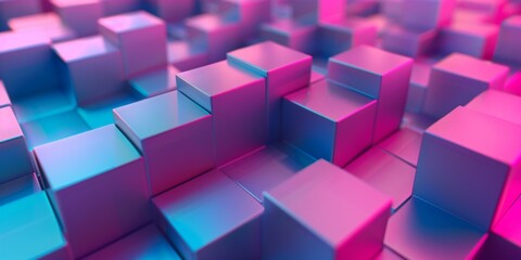 A close up of a blue and pink cube pattern - stock background.