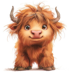 Cute Funny Cartoon Bison, Illustration for Children Book, Generative AI