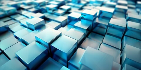 A blue background with many small blue cubes - stock background.