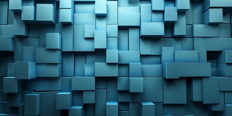 A blue wall made of blocks - stock background.