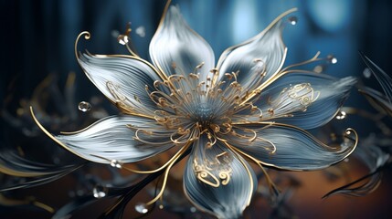 A 3D visualization of a delicate iron flower