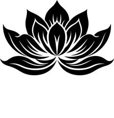 Lotus flower icons. Simple black lotus silhouette .Vector linear lotus icon.