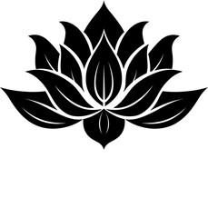 Lotus flower icons. Simple black lotus silhouette .Vector linear lotus icon.