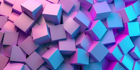 A colorful image of pink and blue cubes arranged in a pattern - stock background.