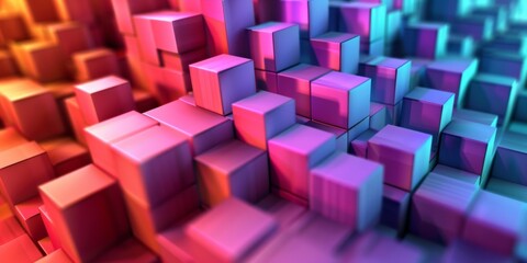 A colorful image of blocks in various shades of pink and purple - stock background.