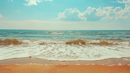 Fototapeta na wymiar sea sand sky and summer day - generative ai