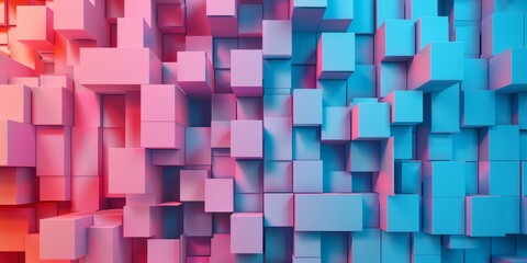 A colorful background of pink and blue cubes - stock background.