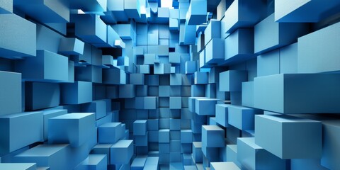 A blue room with blue blocks - stock background.