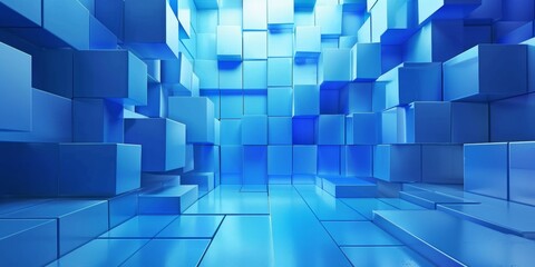 A blue room with blue blocks - stock background.