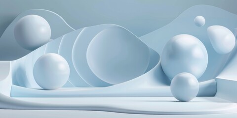 A blue background with a bunch of white spheres - stock background.