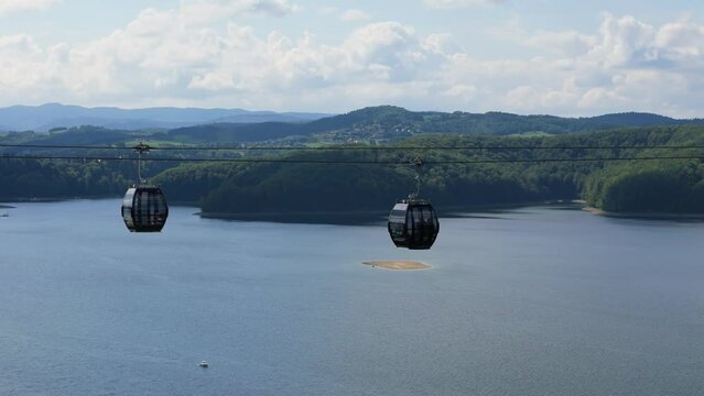 Beautiful Landscape Gondola Lake Solina Mountains Bieszczady Aerial View Poland