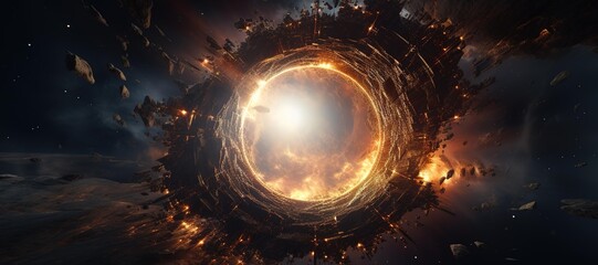 galaxy space light hole, tunnel, fire explosion 28 - obrazy, fototapety, plakaty
