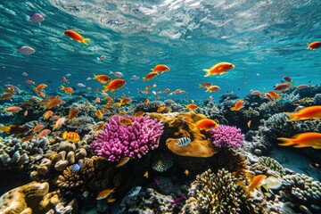 Fototapeta na wymiar Coral Reef Teeming With Vibrant Underwater Life