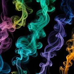 Smoke of different colors with black background