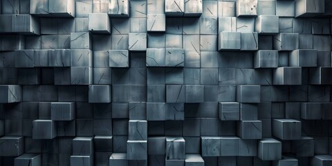 A wall made of gray blocks with a black border - stock background.