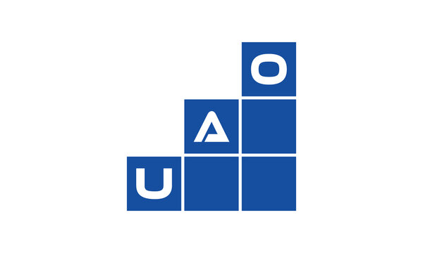 UAO initial letter financial logo design vector template. economics, growth, meter, range, profit, loan, graph, finance, benefits, economic, increase, arrow up, grade, grew up, topper, company, scale