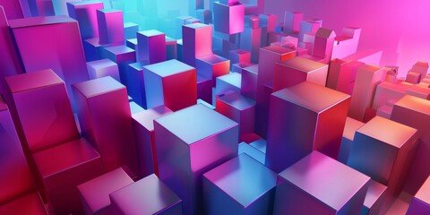 A colorful cityscape made up of many different colored cubes - stock background.