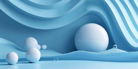 A blue background with a white sphere in the middle - stock background.