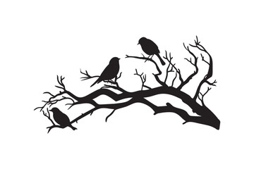 Birds on Tree Branch Bundle, Silhouette, Birds on Branches,  Birds Silhouette, Birds branch outline, Birds on Branch art, Flock of Birds, Birds, Bird on Tree Branch, Branch, Birds Avian, Feathers, Per