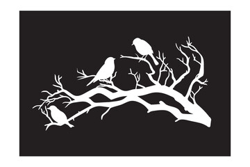 Birds on Tree Branch Bundle, Silhouette, Birds on Branches,  Birds Silhouette, Birds branch outline, Birds on Branch art, Flock of Birds, Birds, Bird on Tree Branch, Branch, Birds Avian, Feathers, Per