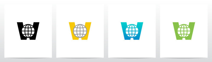 Globe On Letter Initial Logo Design W