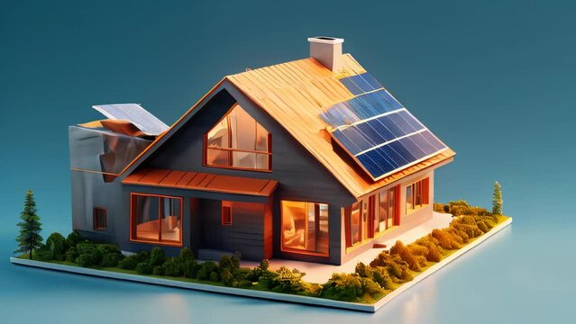 Smart home of the future with solar panels. Concept of green energy of the future