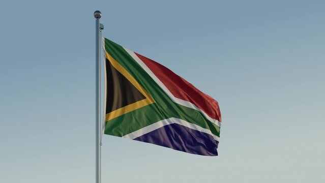 South Africa Flag: Cinematic Loopable Motion with Blue Sky in 4K ProRes 422 HQ
