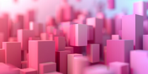 A pink cityscape made of blocks - stock background.