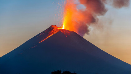 A volcano and a lava Volcano eruption concept background