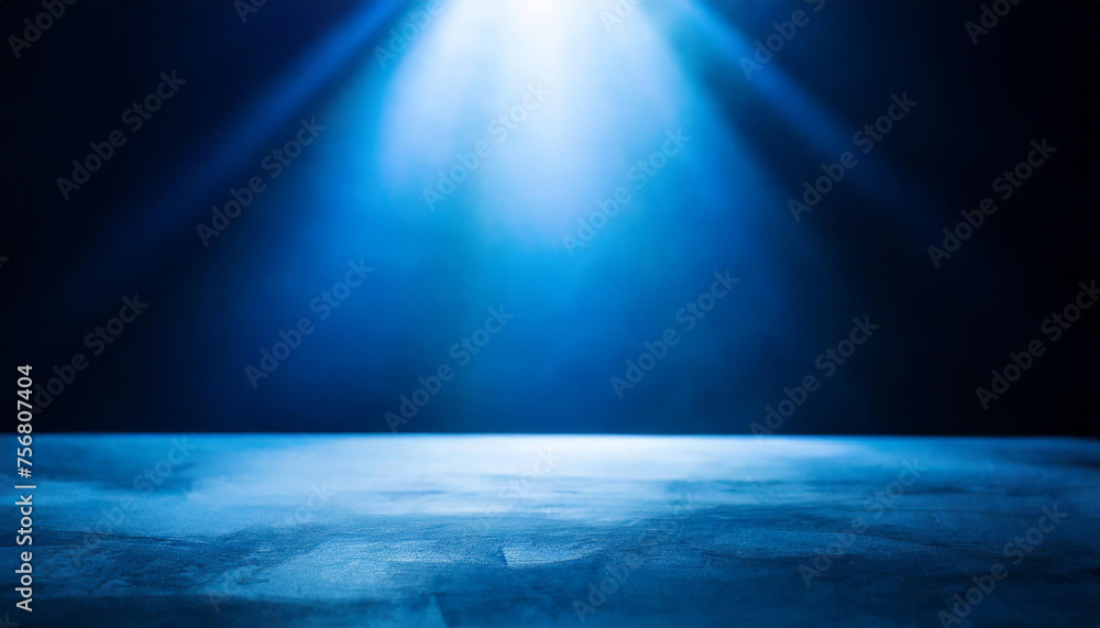 Aufkleber abstract dark blue background illuminated by soft studio light, with an empty stage at the forefront