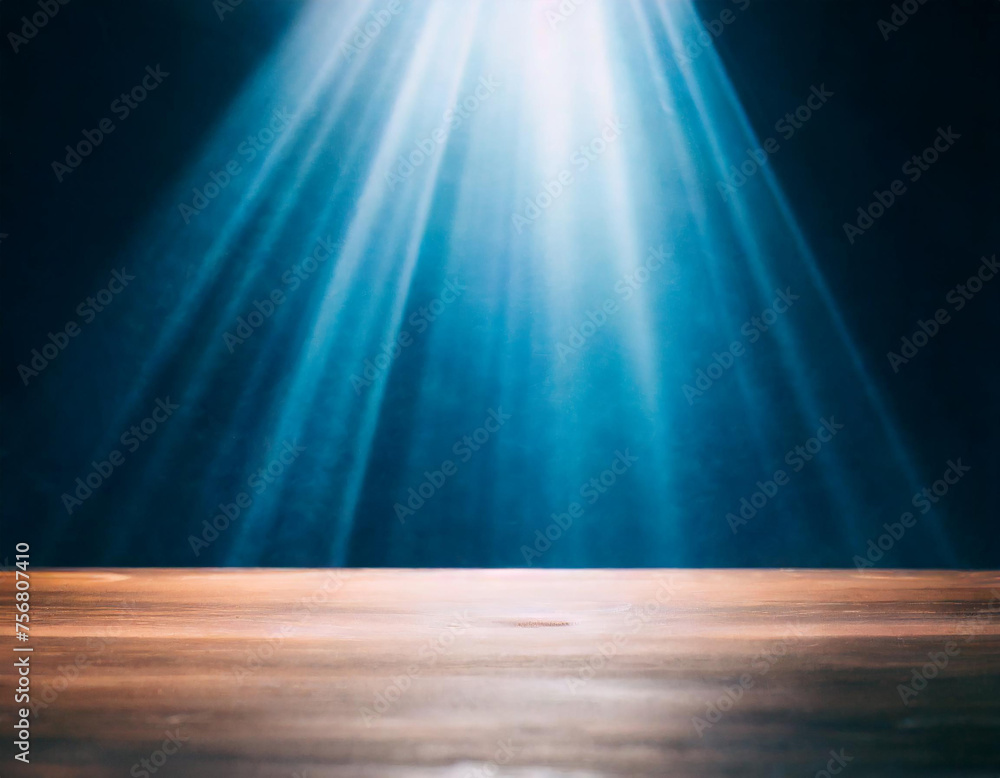 Aufkleber abstract dark blue background illuminated by soft studio light, with an empty stage at the forefront