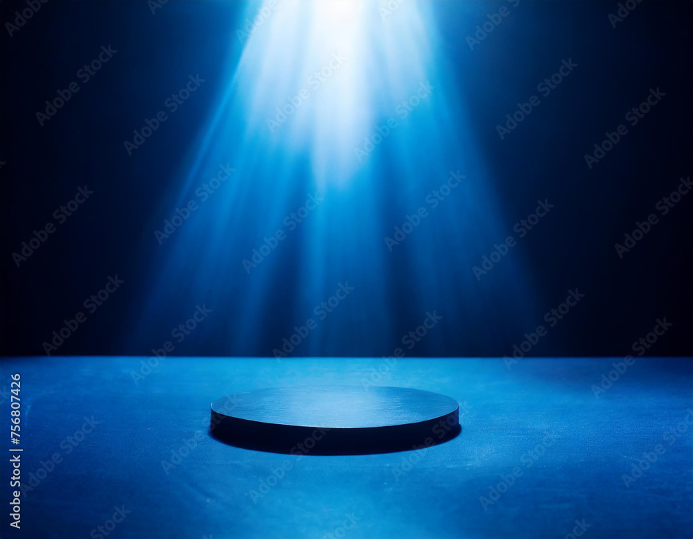 Aufkleber abstract dark blue background illuminated by soft studio light, with an empty stage at the forefront