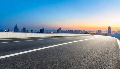 asphalt road on the city, in the style of perspective, smooth panorama.