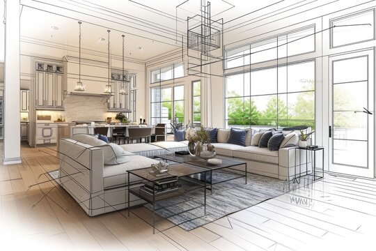 Home Designer Planning A Luxurious And Modern Living Room