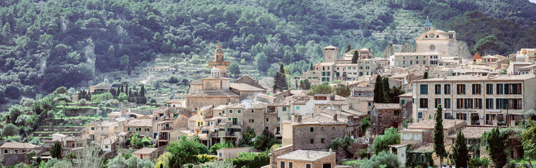 Fototapeta na wymiar Quaint Valldemossa Village Nestled in the Tramuntana Mountains of Mallorca
