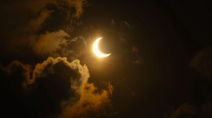 A breathtaking shot of a solar eclipse with the sun partially obscured by the moon,