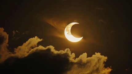 Obraz na płótnie Canvas A breathtaking shot of a solar eclipse with the sun partially obscured by the moon,