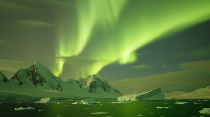 A breathtaking shot of the Aurora Australis lighting up the Antarctic sky - obrazy, fototapety, plakaty