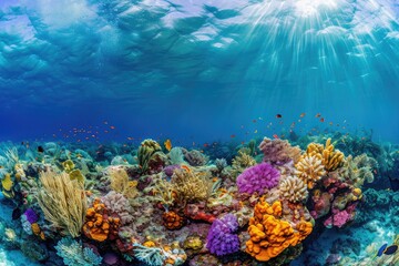 Naklejka na ściany i meble Panoramic View Of A Vibrant Coral Reef
