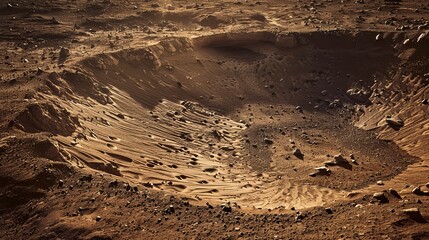 An abstract photo of a meteorite crater on the surface of Mars - obrazy, fototapety, plakaty