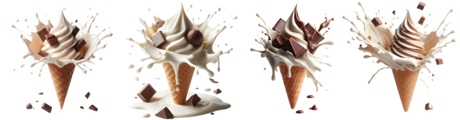 Foto auf Alu-Dibond chocolate ice cream cone isolated png with splash © G-Design