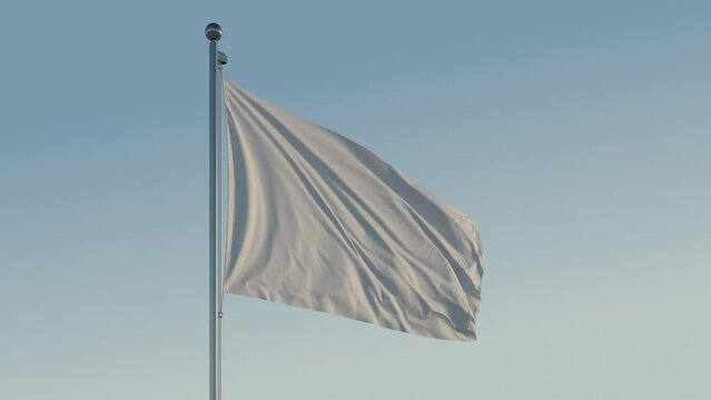 White Flag loop looping Cinematic Realistic Waving Motion Blue Sky
