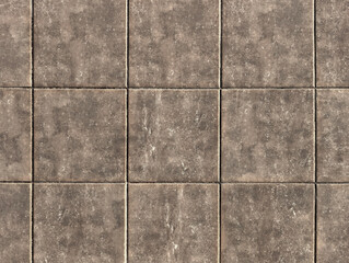 Top view of exterior ceramic floor with concrete or gray cement effect. Non-slip terrace and porch tiles texture or background.