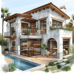 Architecture project 3D rendering for residential market